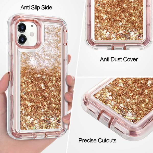 iPhone 11 gold glitter case has precise cutouts and anti dust cover