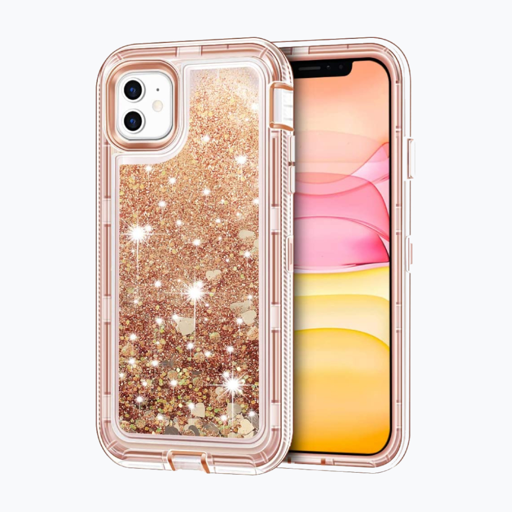 iPhone 11 Golden Glitter Case Femrico protective bling case for iPhone 11 with golden liquid glitter